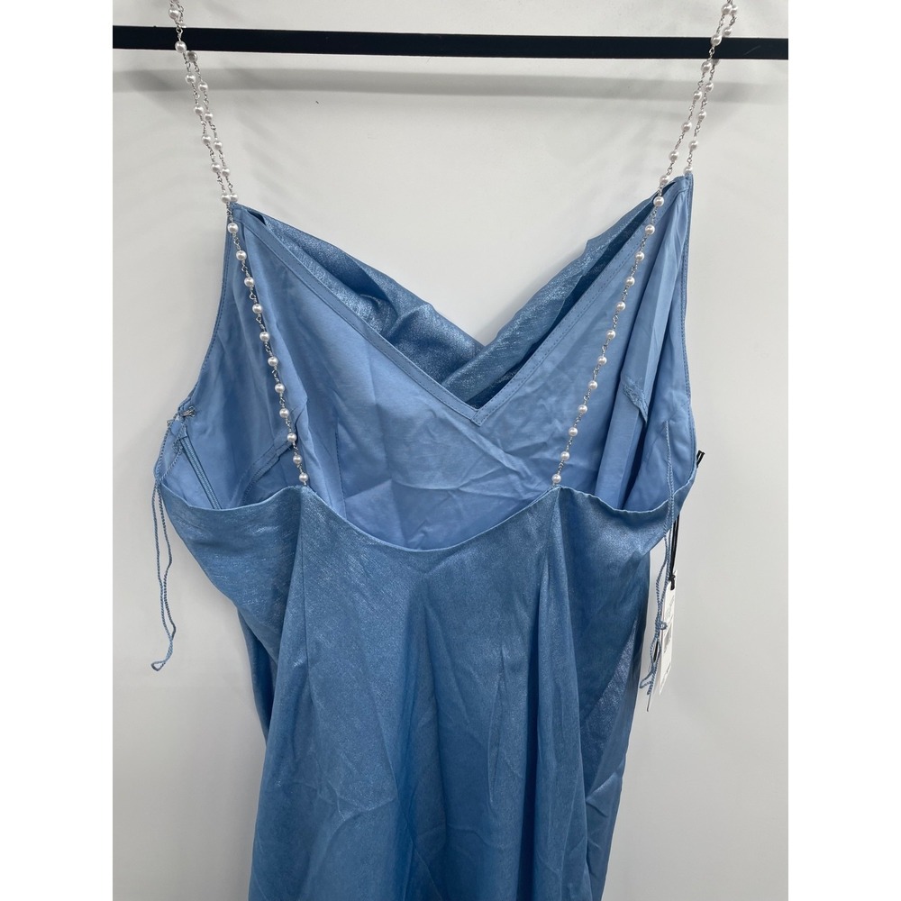 Liv Foster Lola Foiled Gown Dress Women's 10 Azure Blue Open Back Cowl Neck NWT‎ - Picture 5 of 16